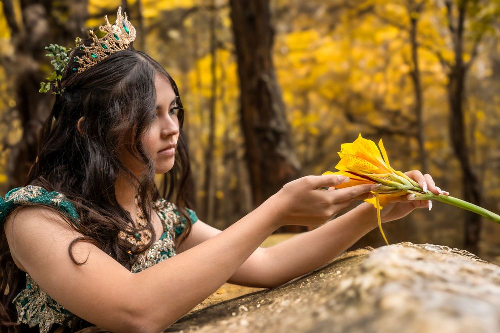princess holding enchanted flower