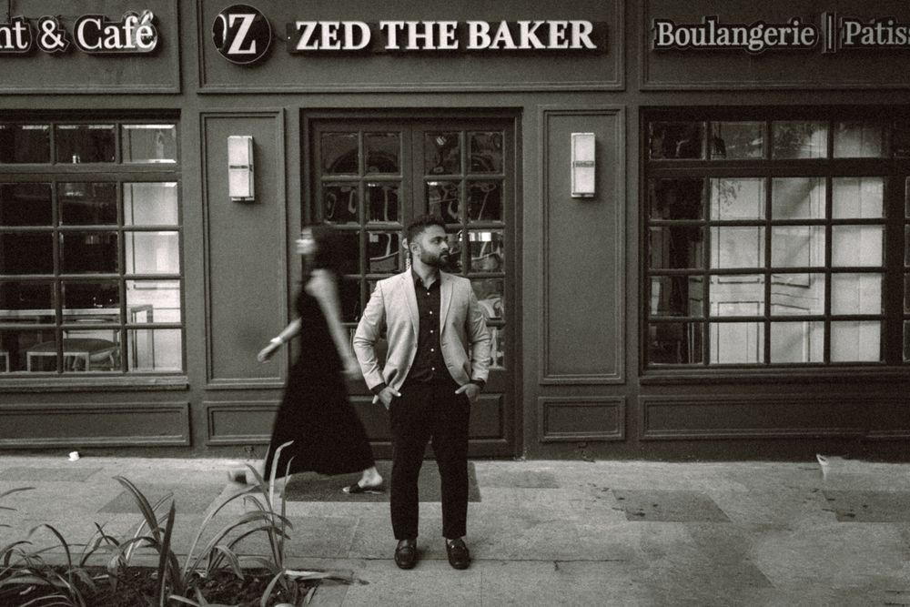 Black and white storefront view of Zed the Baker boulangerie in Paris with vintage aesthetic.