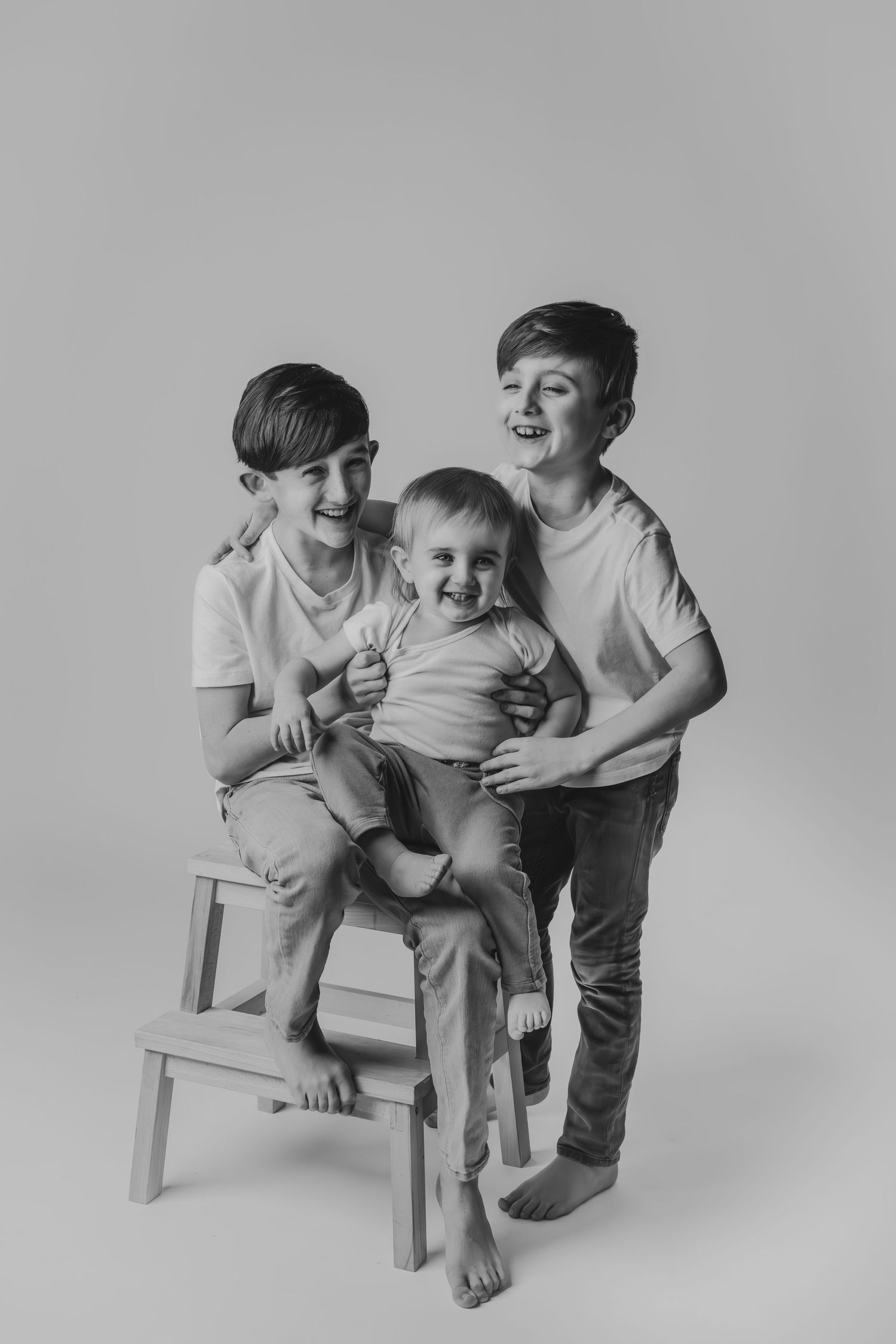 Kids personality portrait in black-and-white at the studio on the alley in Zionsville, Indiana