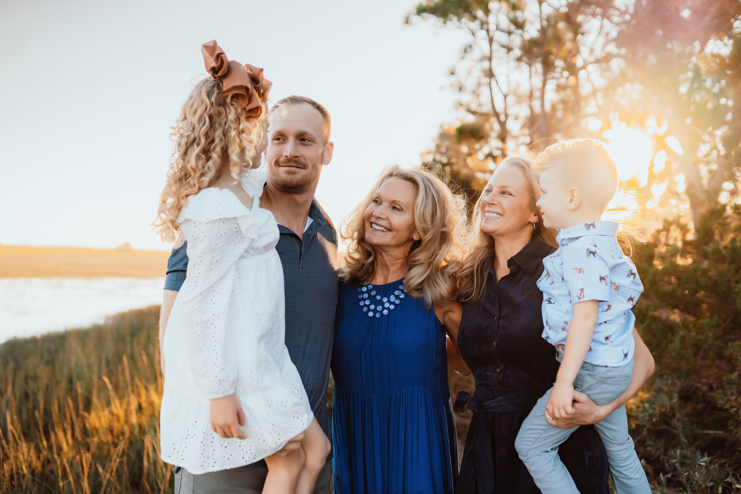 family, sunsets, marsh, mount pleasant photographer, golden hour, family photography, grandparents