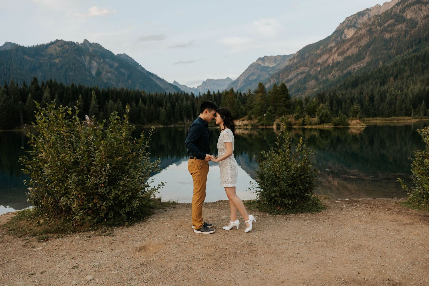 gold creek pond engagement photos