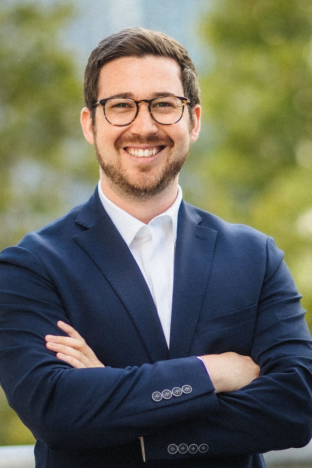 Corporate spokesperson smiling for business portrait outdoors in Arizona