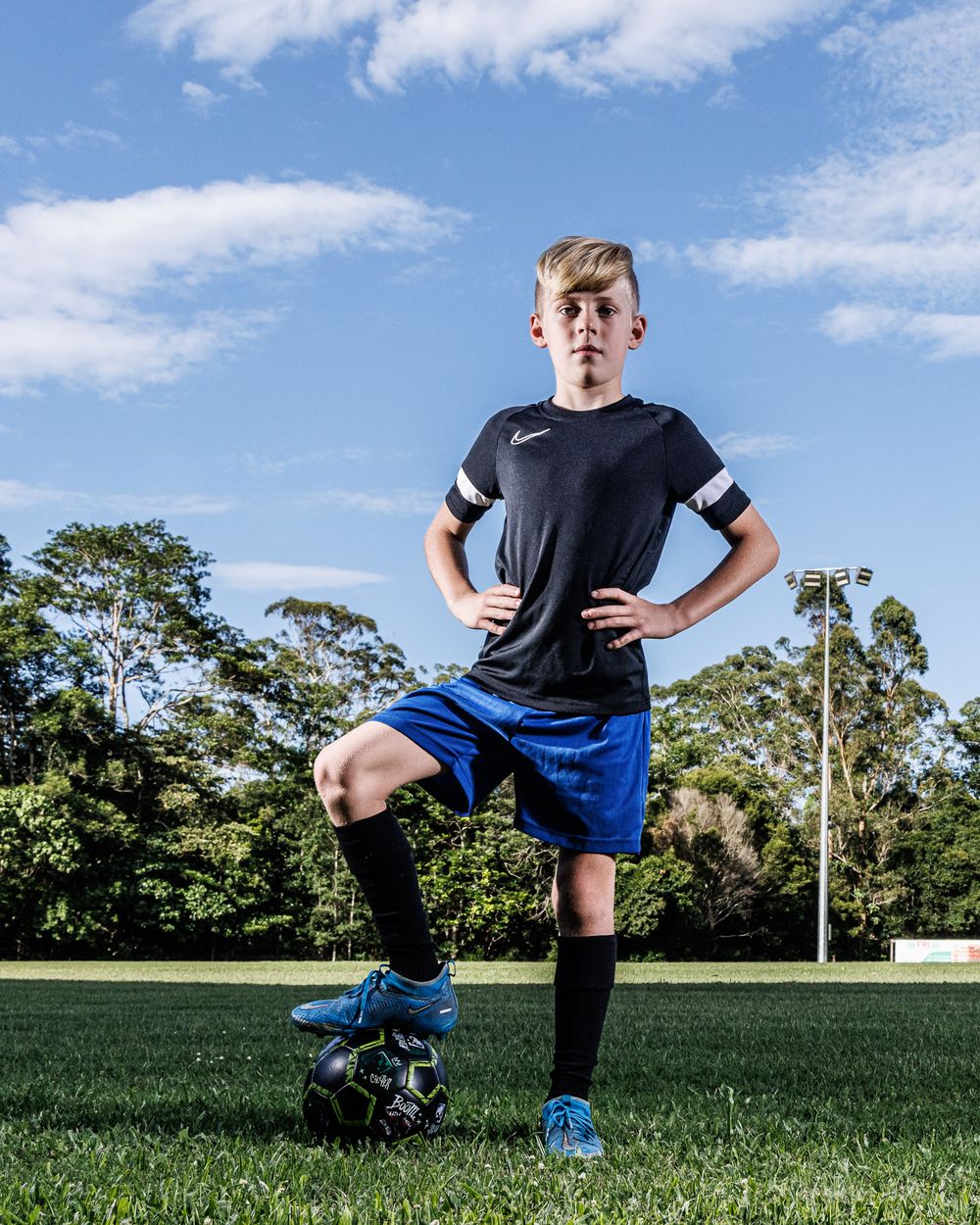 Sports portrait of young soccer  player taken by Sunshine Coast Sports Photographer, Rachel Wright