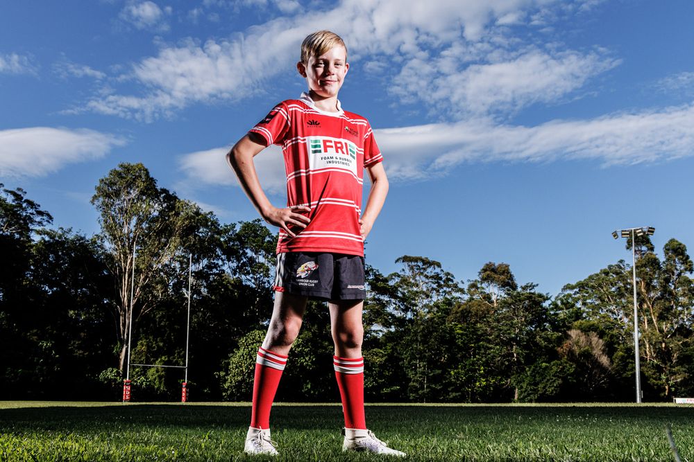 Sports portrait of young rugby player taken by Sunshine Coast Sports Photographer, Rachel Wright