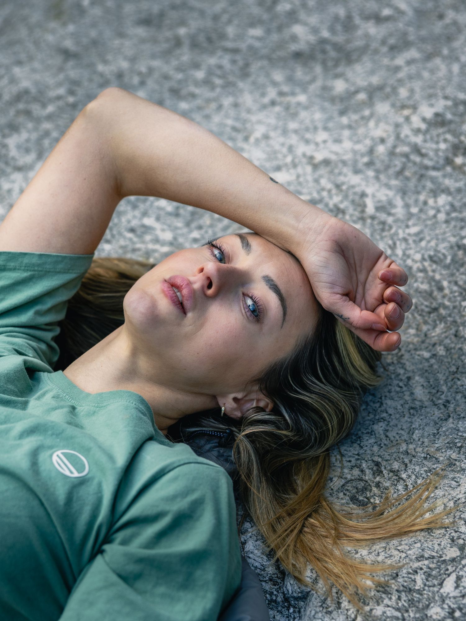 Czech climber Jana Svecova bouldering in Ticino, Switzerland - photo Jan Virt