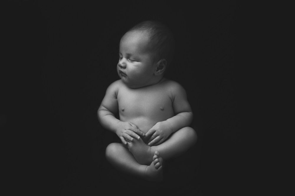Timeless black and white newborn portrait by 12-year specialist Gold Coast.