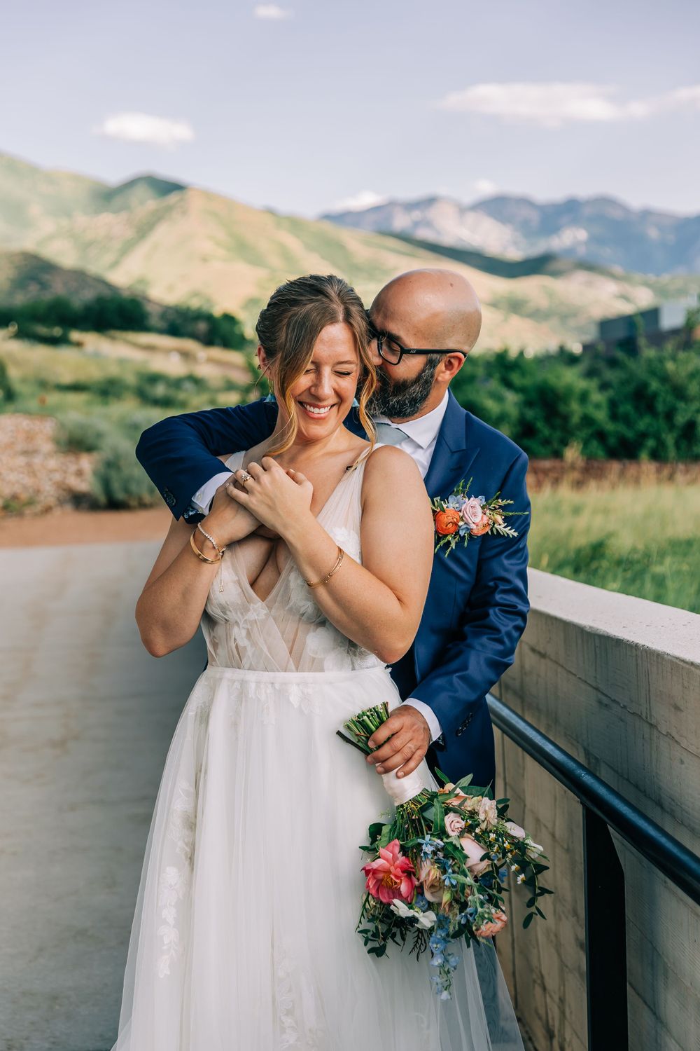 Norther Utah Wedding Day Couple Embracing