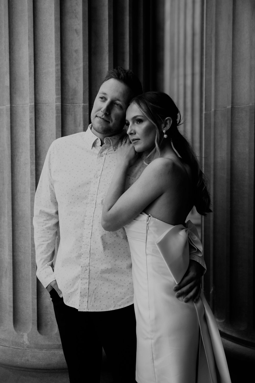 Modern Couple Engagements in Black and White