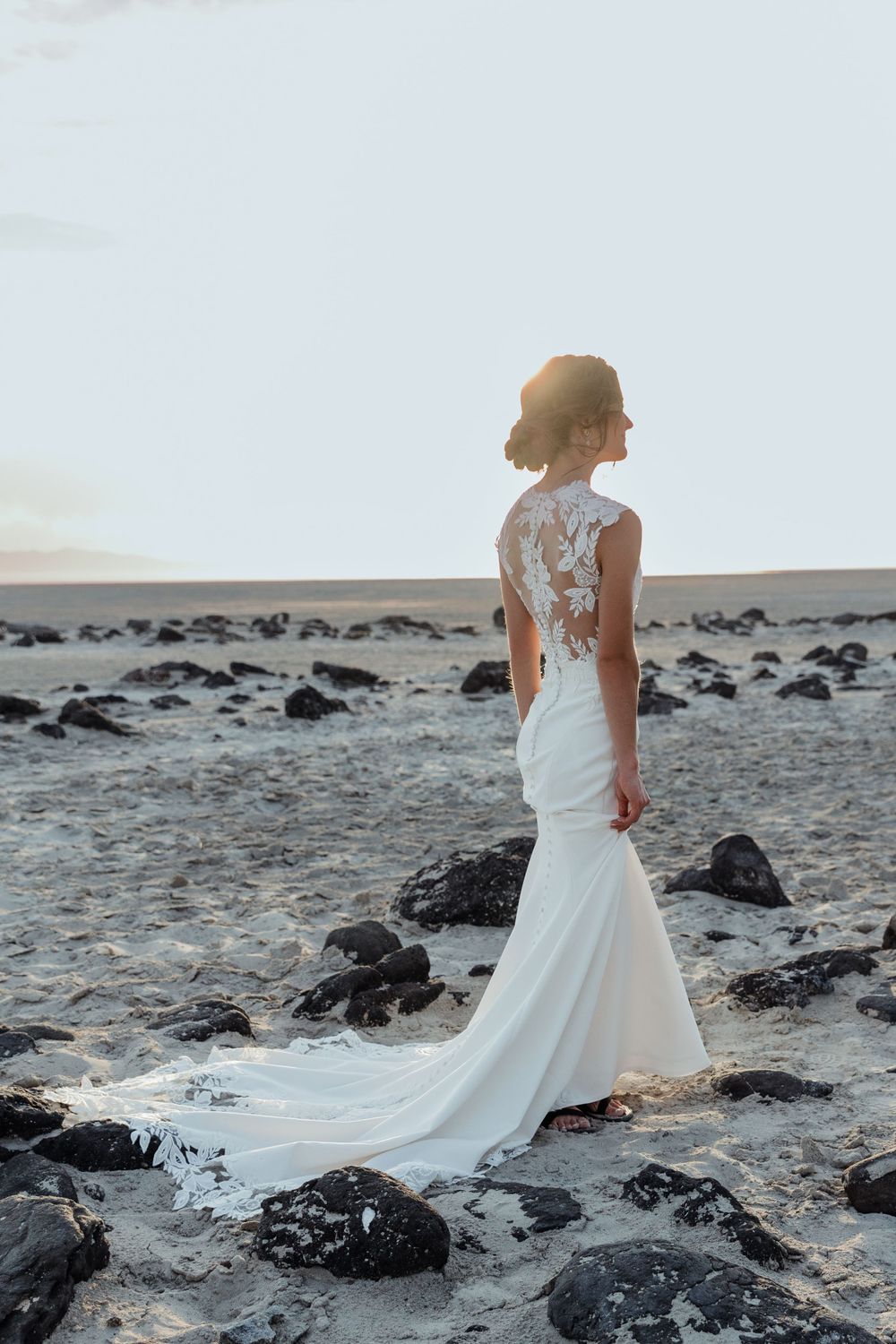 Utah Bride at Spiral Jetty In Wedding Dress