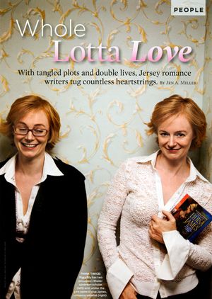 Mary Bly, and her pen name Eloisa James, in New Jersey Monthly, against a backdrop of intricate vintage wallpaper