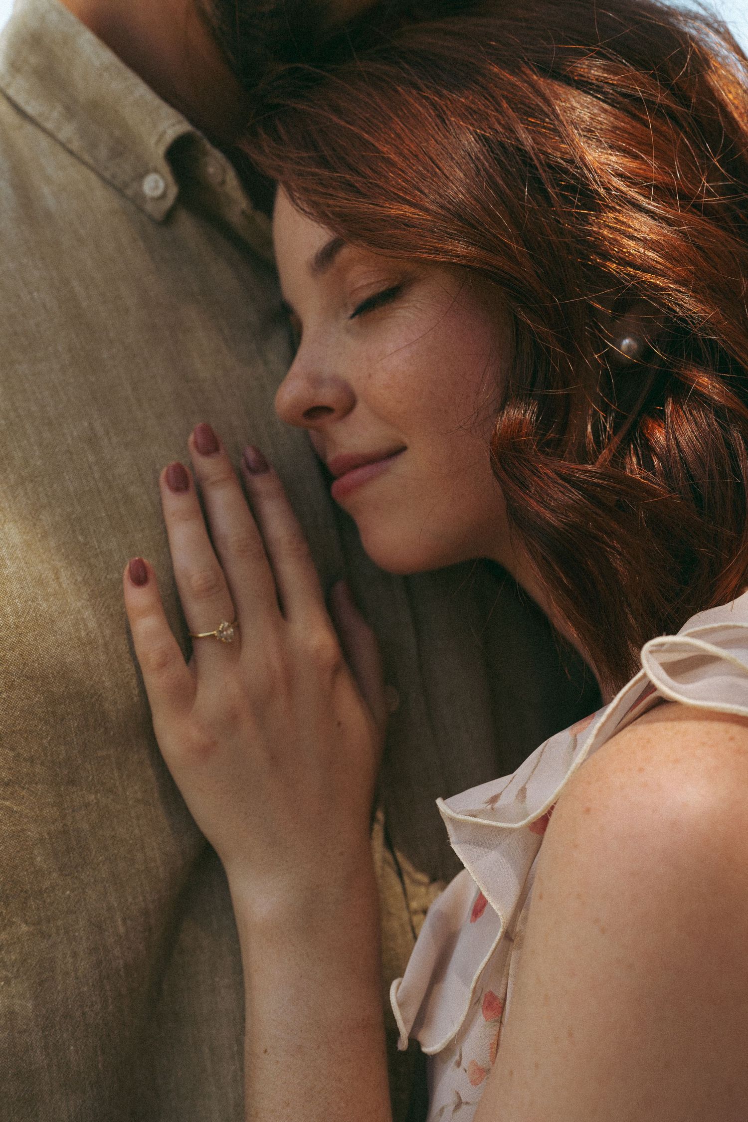Close-up artistic shots showing gentle intimacy between a couple.