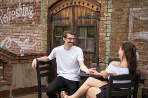 Editorial destination engagement portraits captured while traveling in Greenville, SC