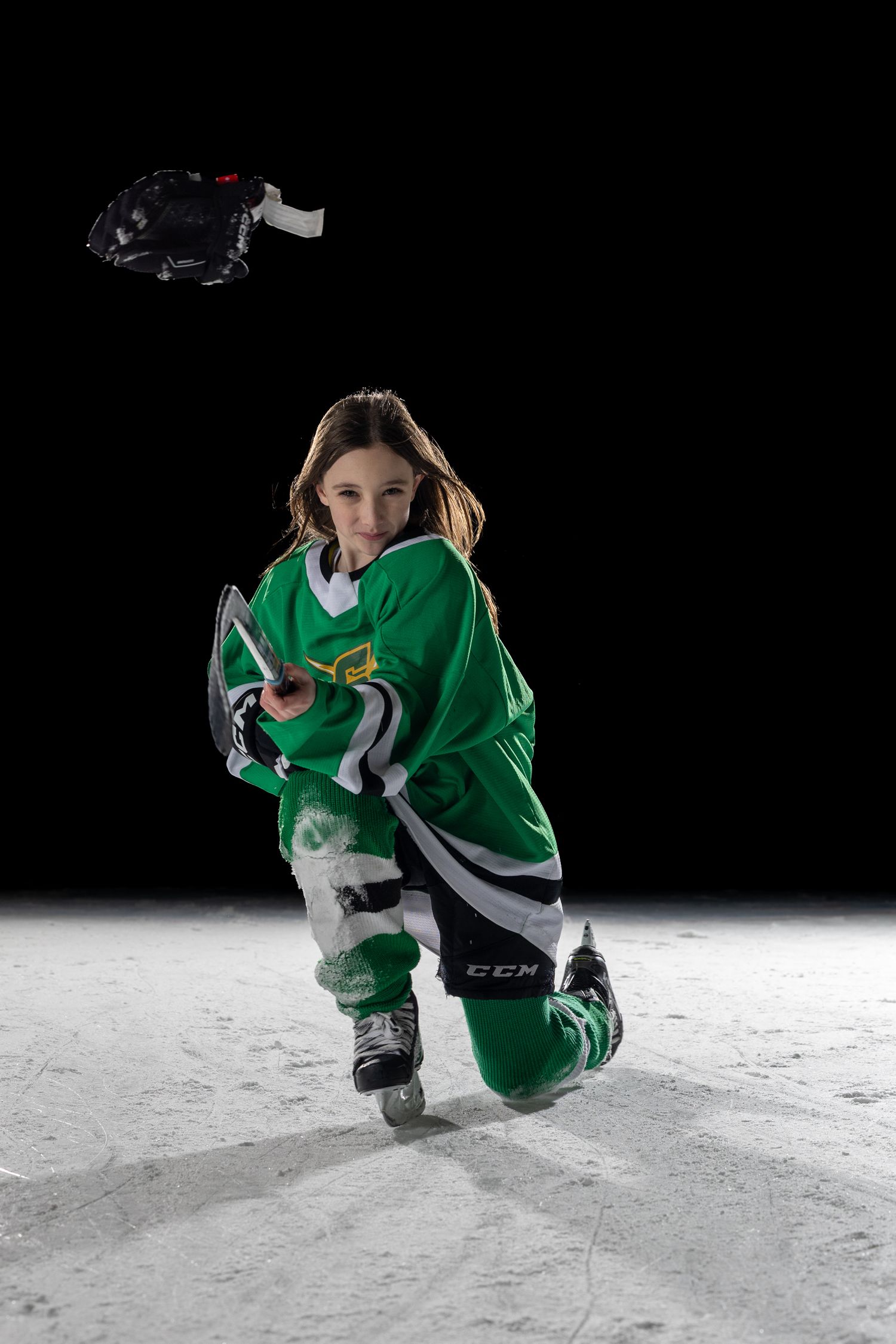 Niagara Knights player posing during an on ice session in Niagara