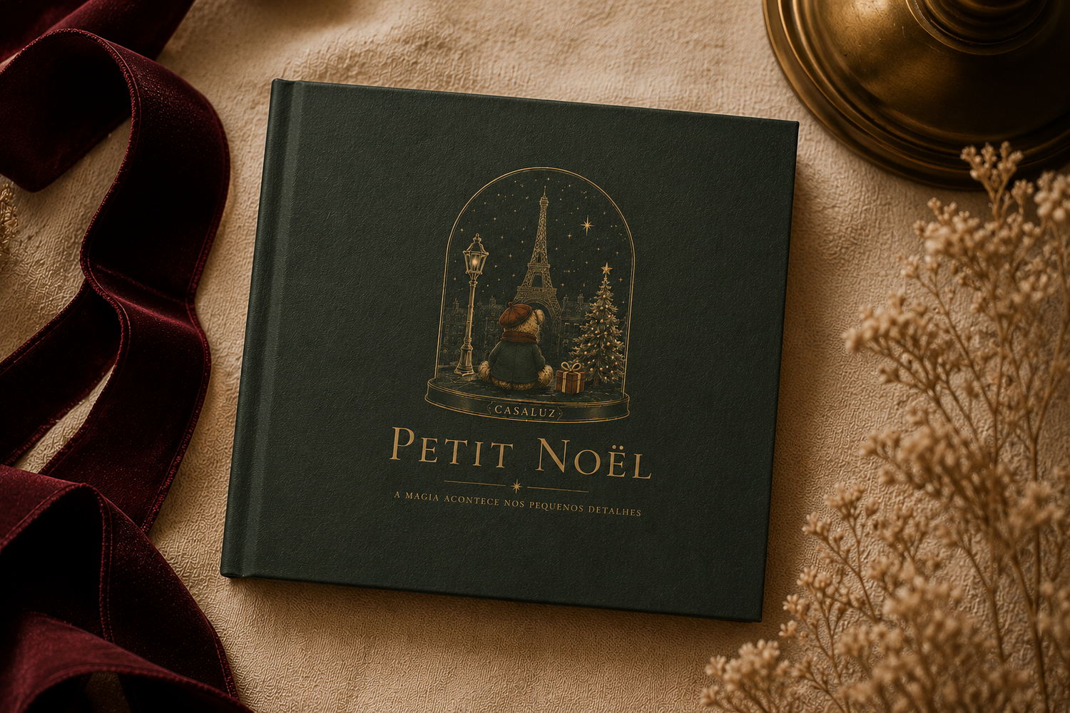 Álbum de fotografias Petit Noël 2026, da sessão de Natal em família na Casaluz, em Santarém.