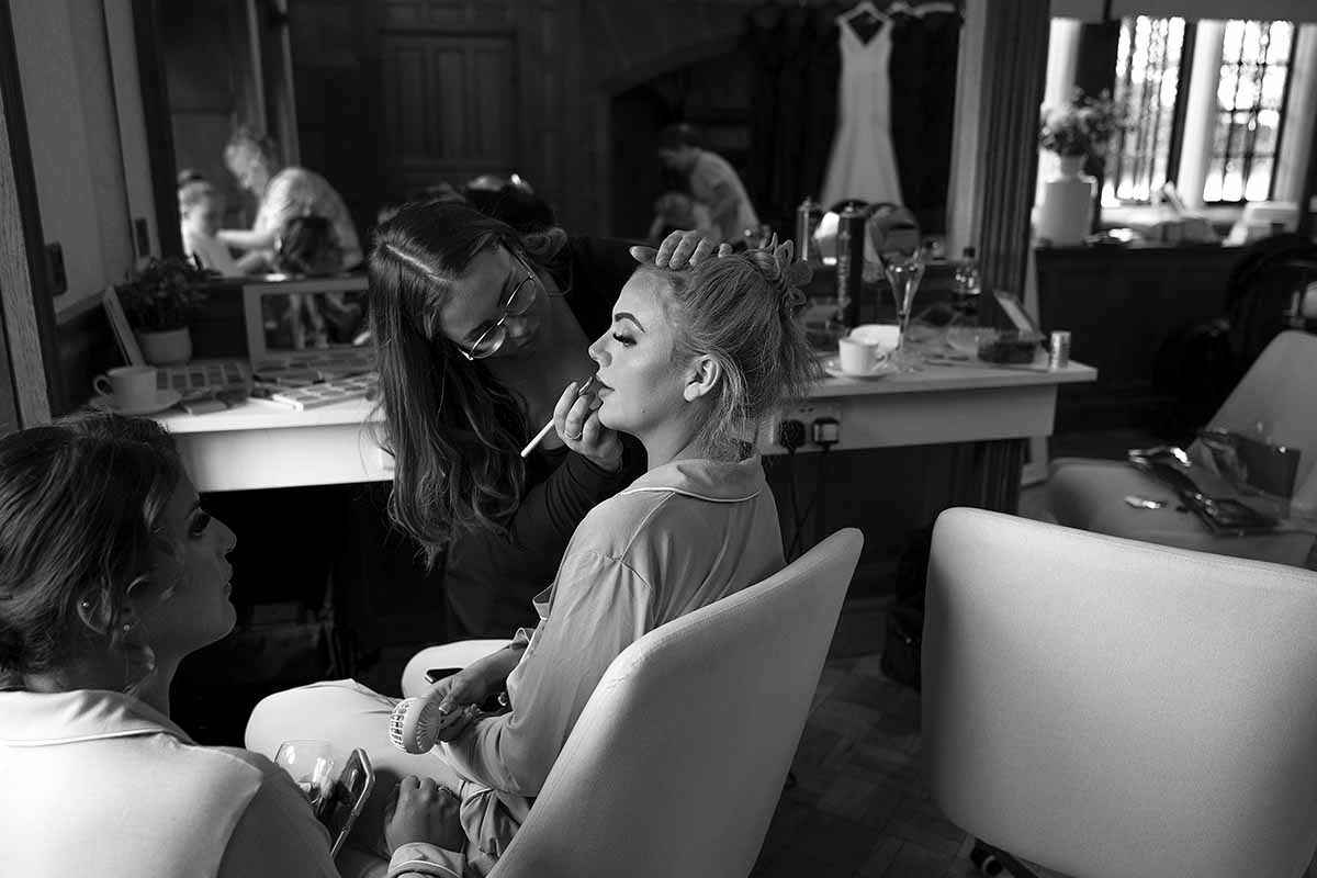 bridal preparations at Dalston Hall wedding venue located near Carlisle - Cumbria.