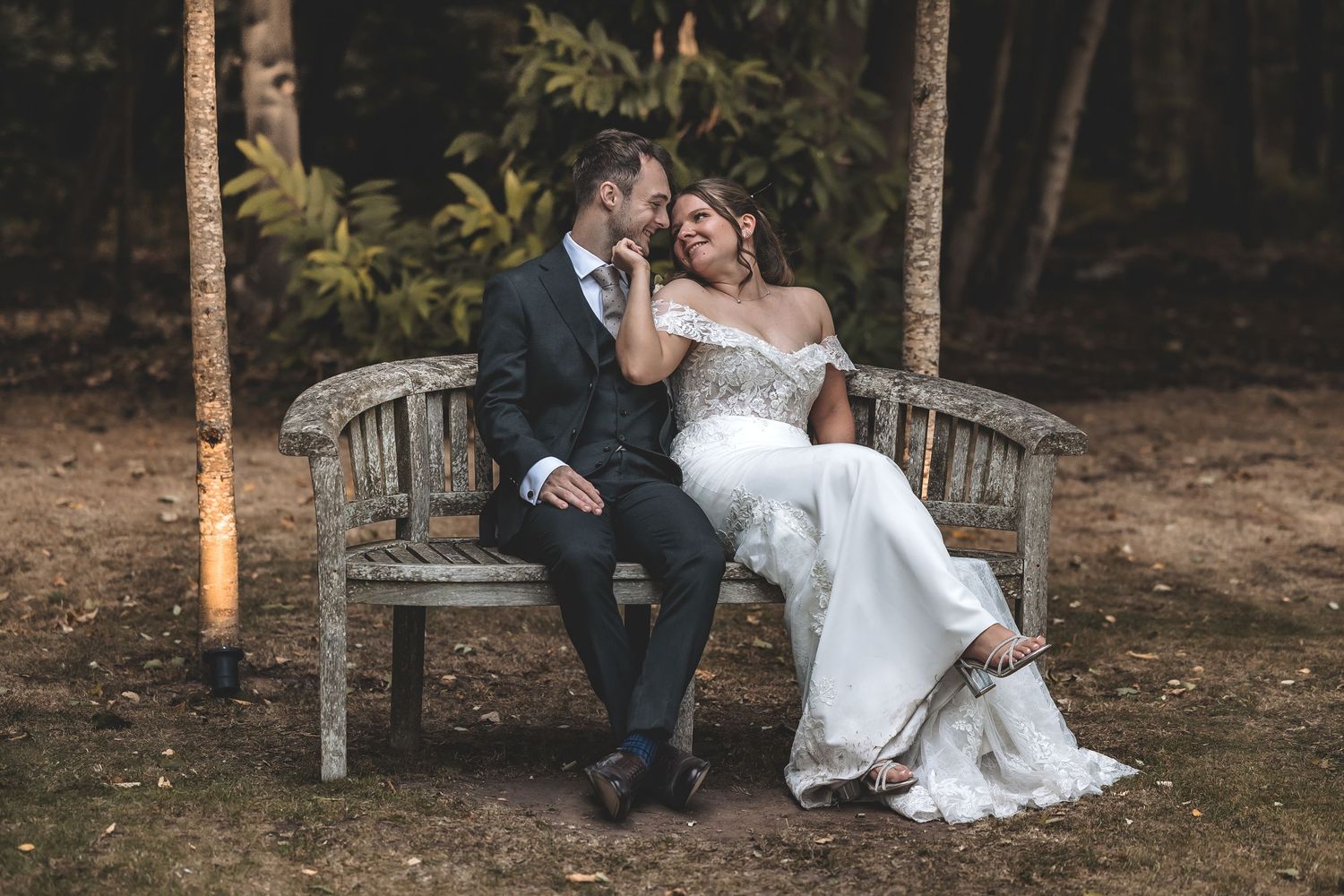 Relaxed bride and groom portrait at Hazel Gap Barn Nottinghamshire