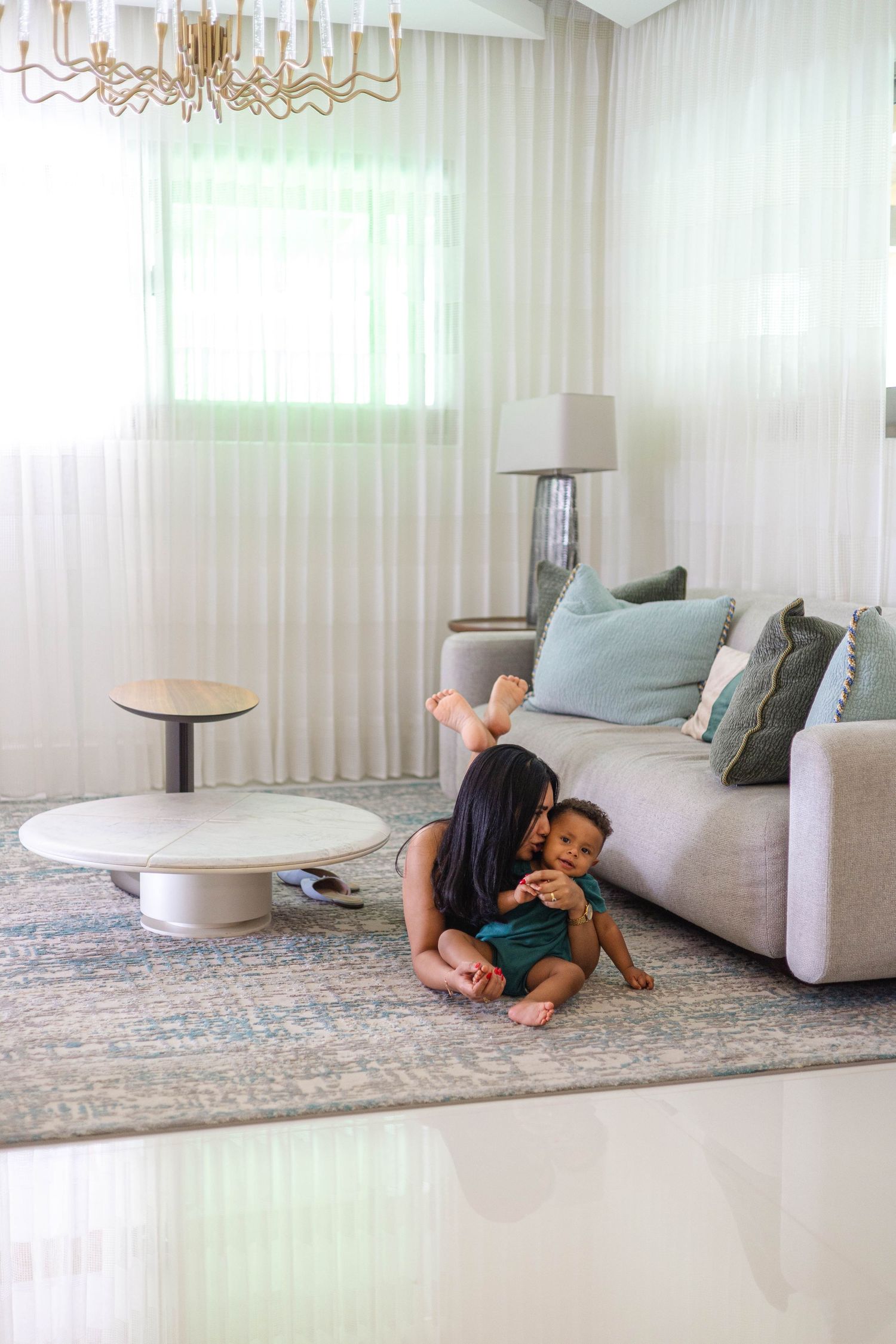 In-home lifestyle photography in Cap Cana focused on genuine family connection.