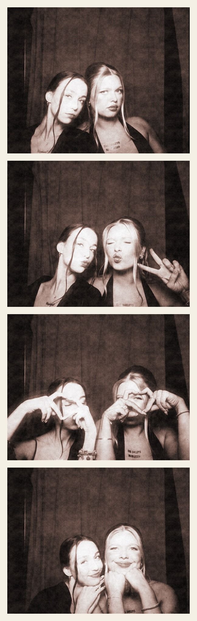 Old Hollywood sepia photo booth strip, Calgary enclosed photo booth