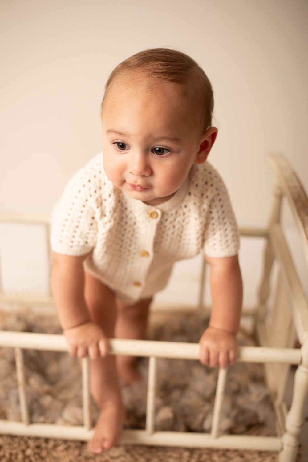 Baby milestone portrait photographed in Central Louisiana studio.