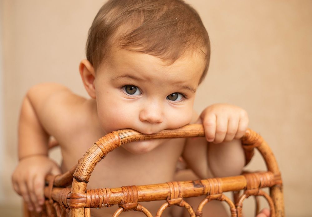 Baby milestone portrait photographed in Central Louisiana studio.