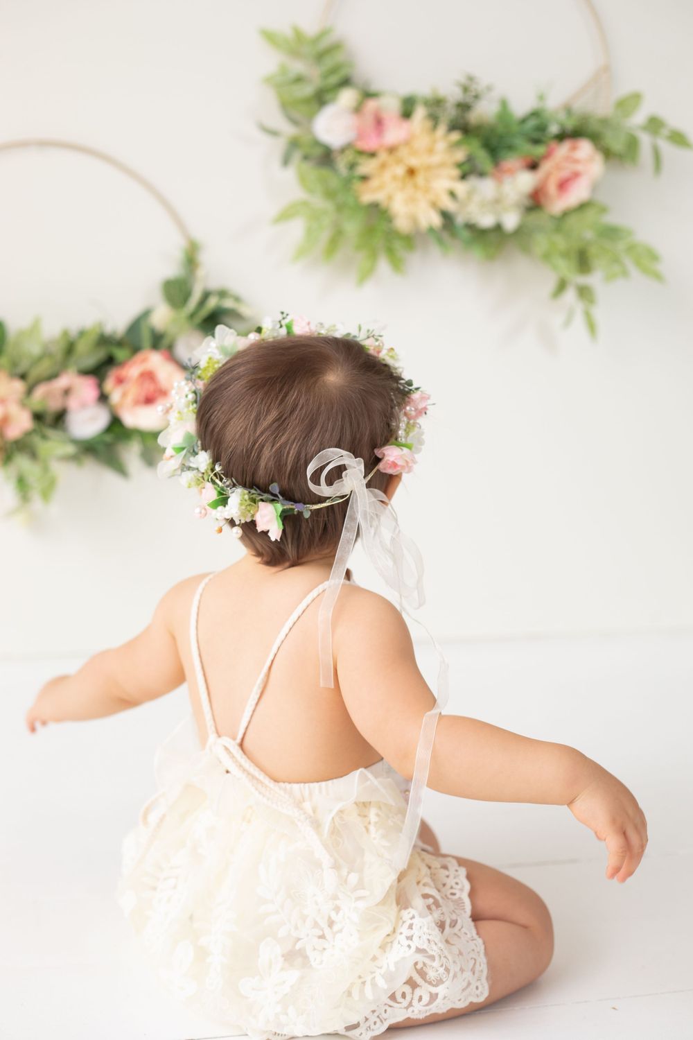 Baby milestone portrait photographed in Central Louisiana studio.