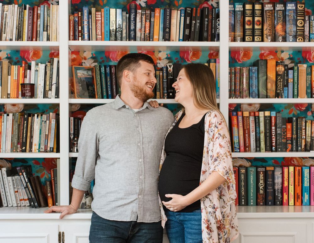 Hannah and David during their in-home maternity session in Flint, Michigan