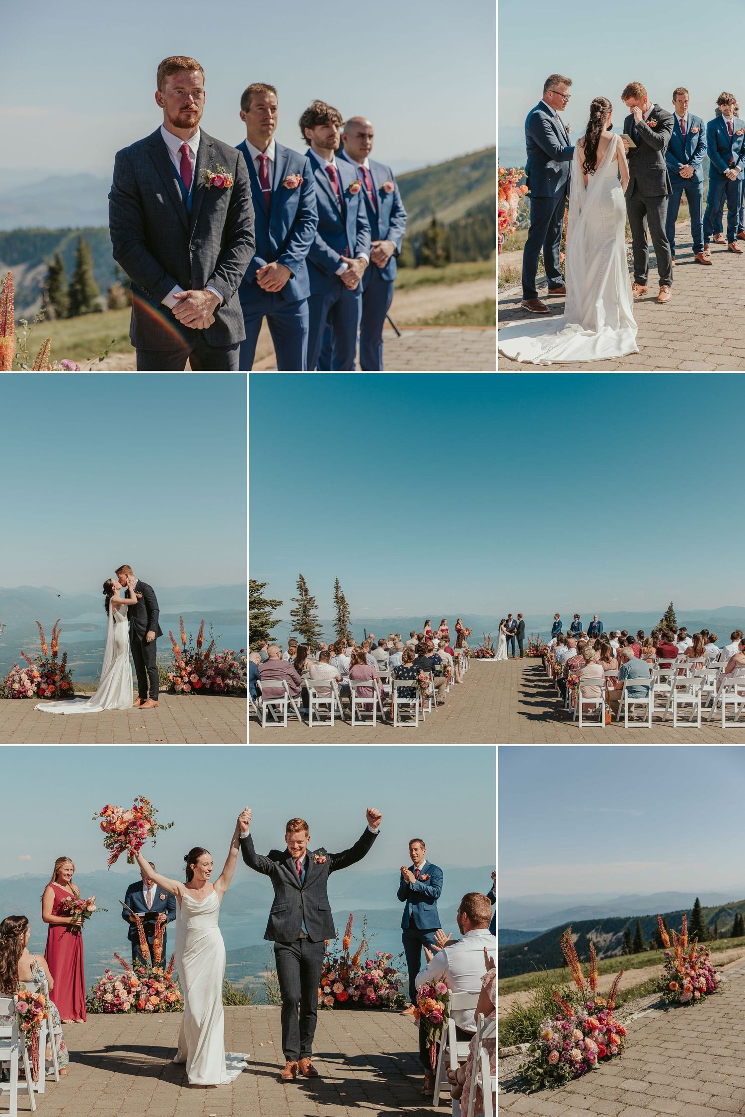 Outdoor wedding ceremony overlooking the mountains at Schweitzer Mountain Idaho