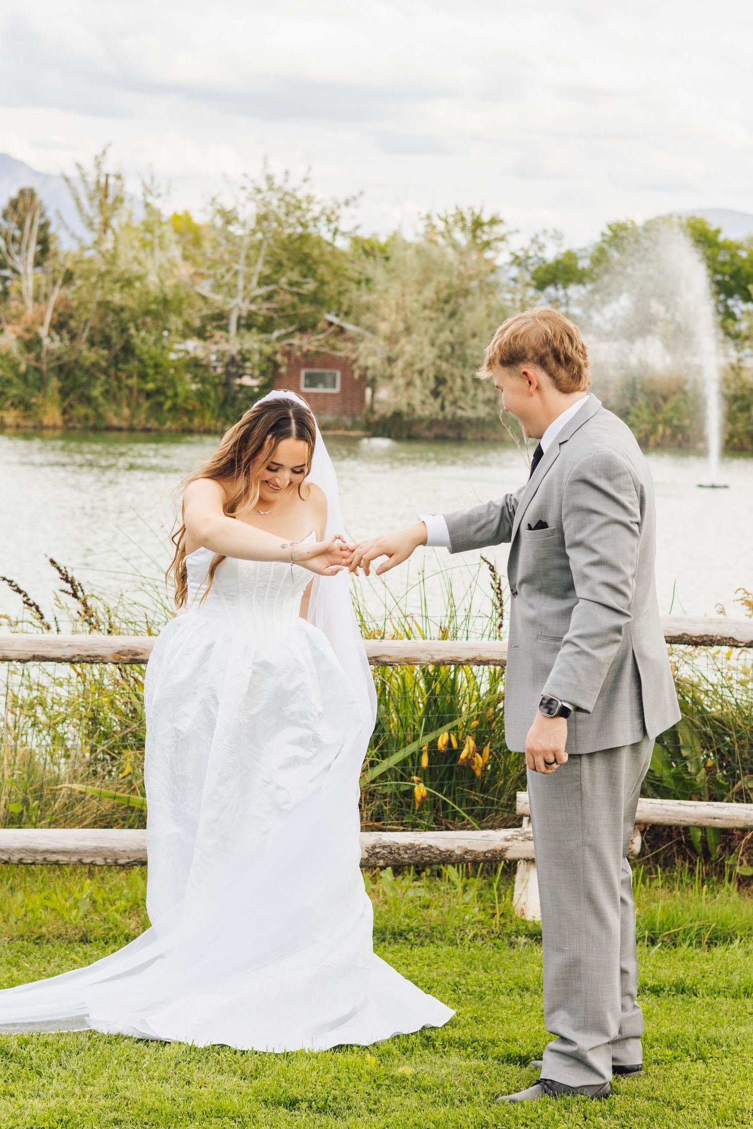 Bride and groom taking their first steps in their marriage in Logan Utah