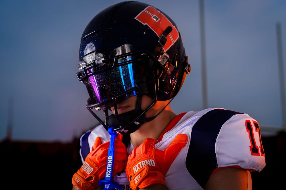 Hershey Trojans football player, visor down, , Media Day, by Deanna Fox, SportsFox Photography based in Hershey PA