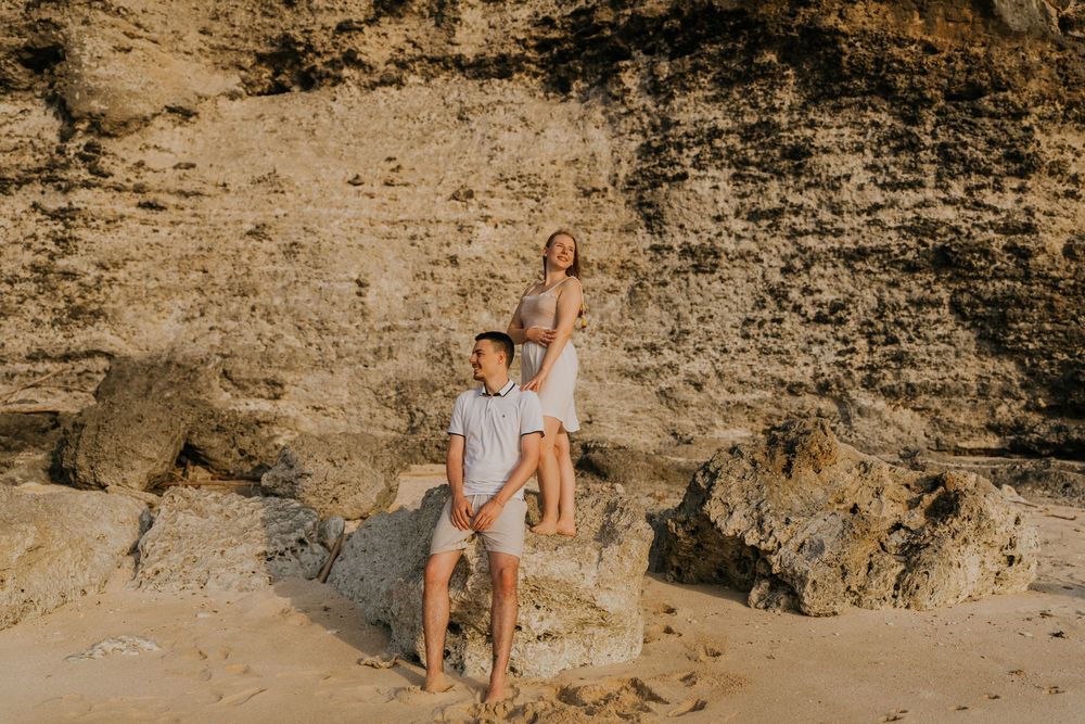 Romantic marriage proposal at Impossible Beach