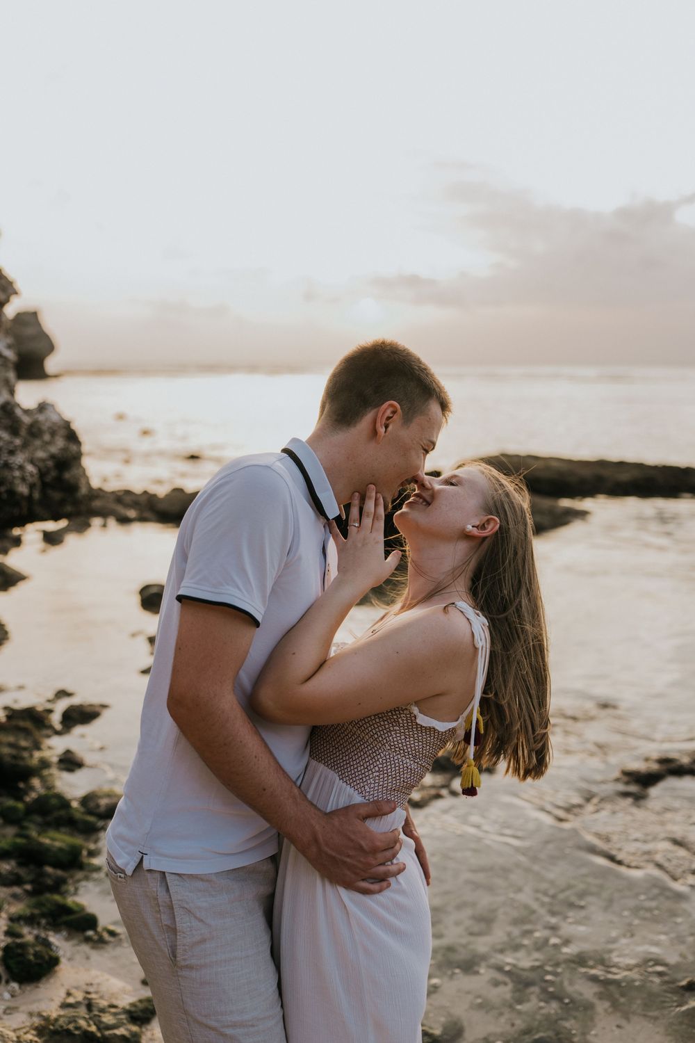 Romantic marriage proposal at Impossible Beach