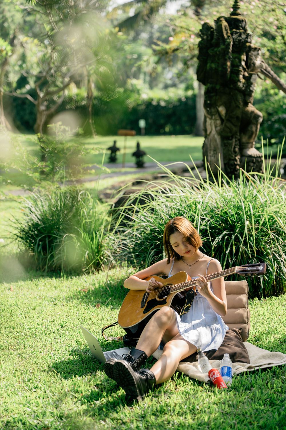 Professional solo traveler photoshoot at Tanah Gajah Ubud Bali.