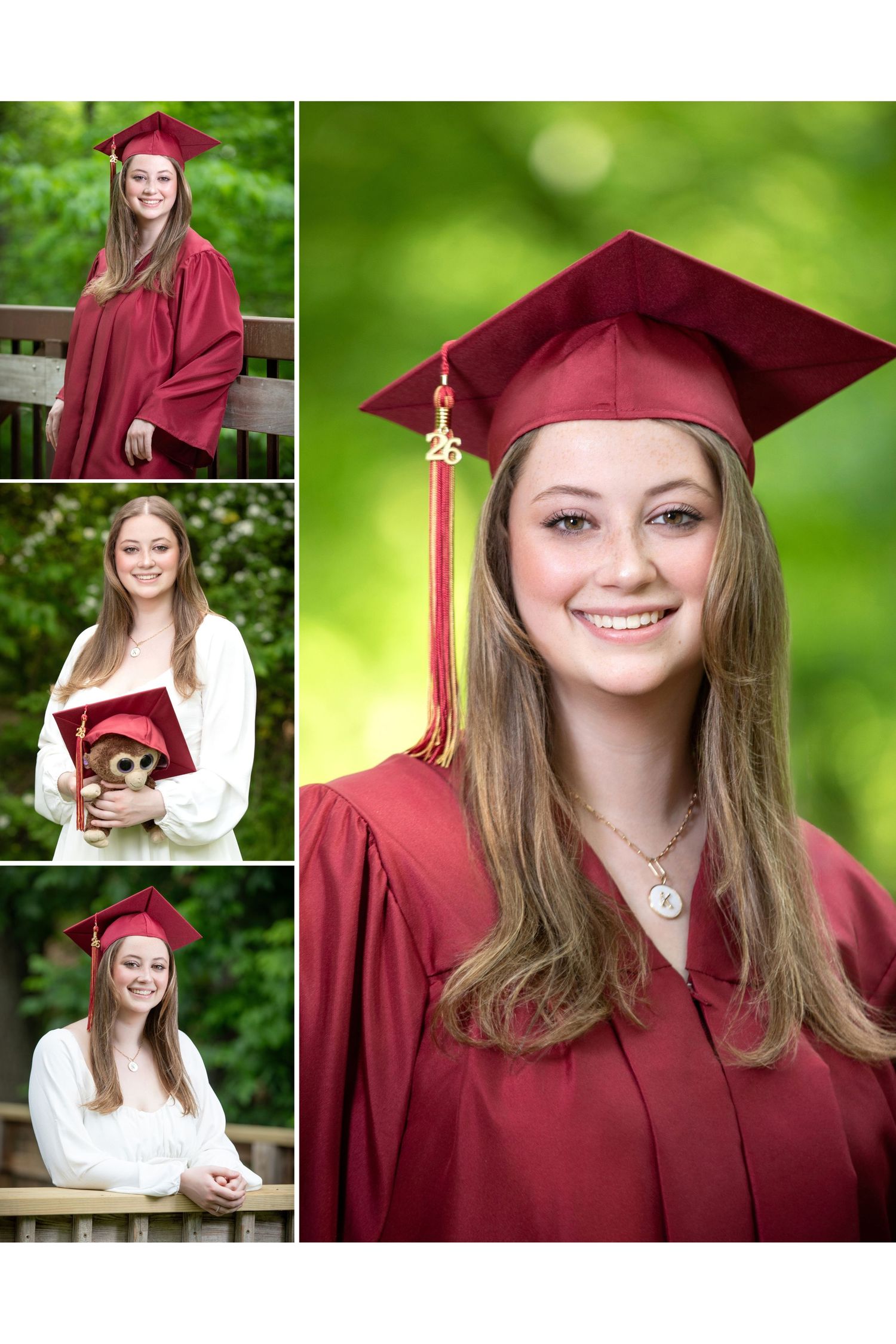 Shale Hollow Park senior pictures featuring a Delaware Christian graduate in cap and gown with soft natural light and wooded views.