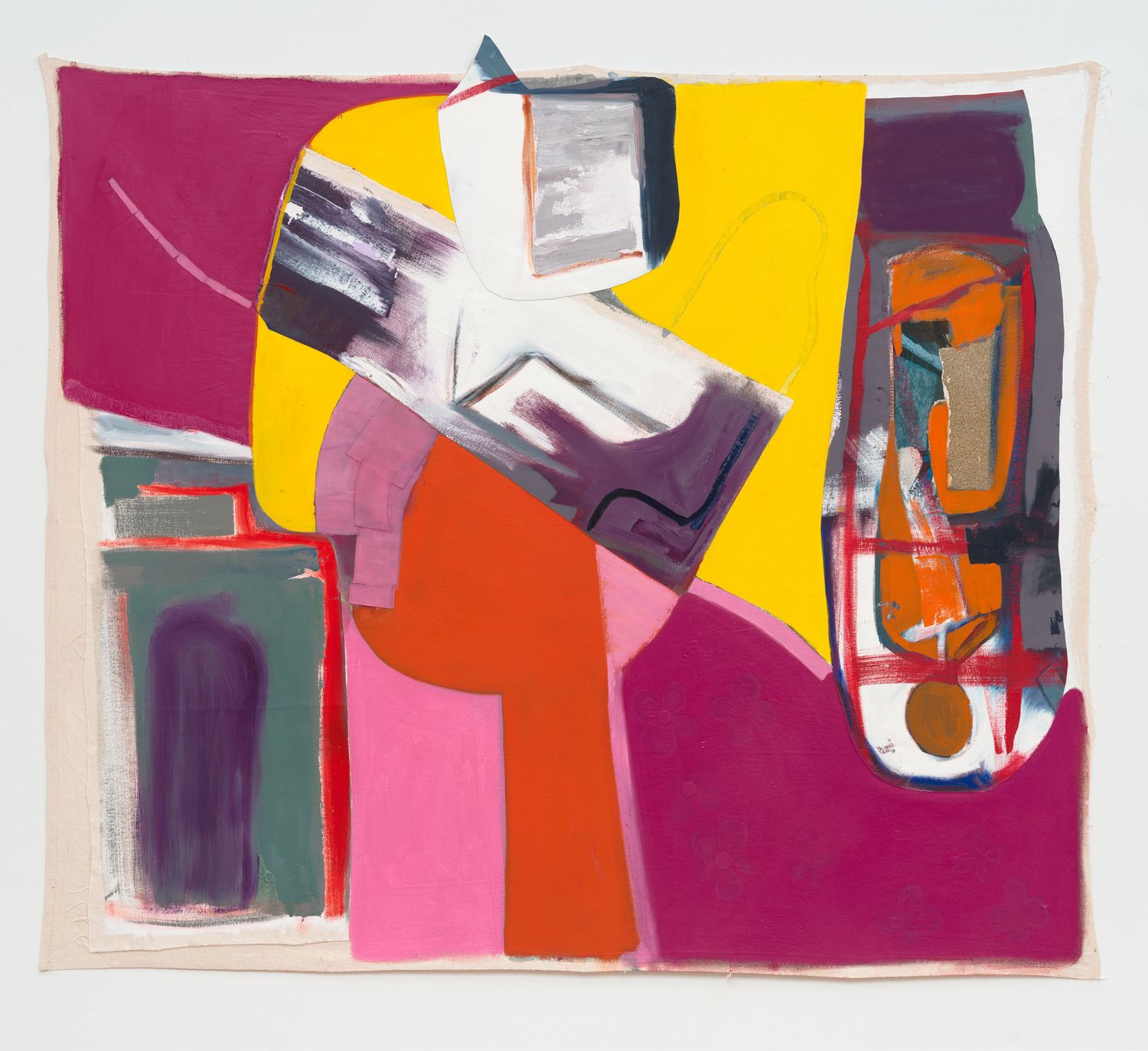 Large-scale contemporary painting with collage by New York artist.