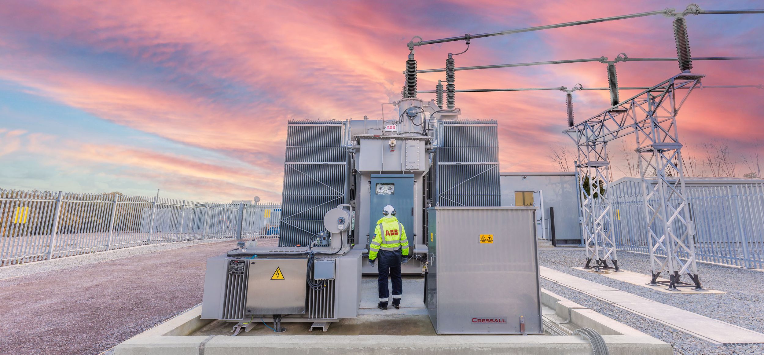 Engineer inspects industrial power grid power equipment
