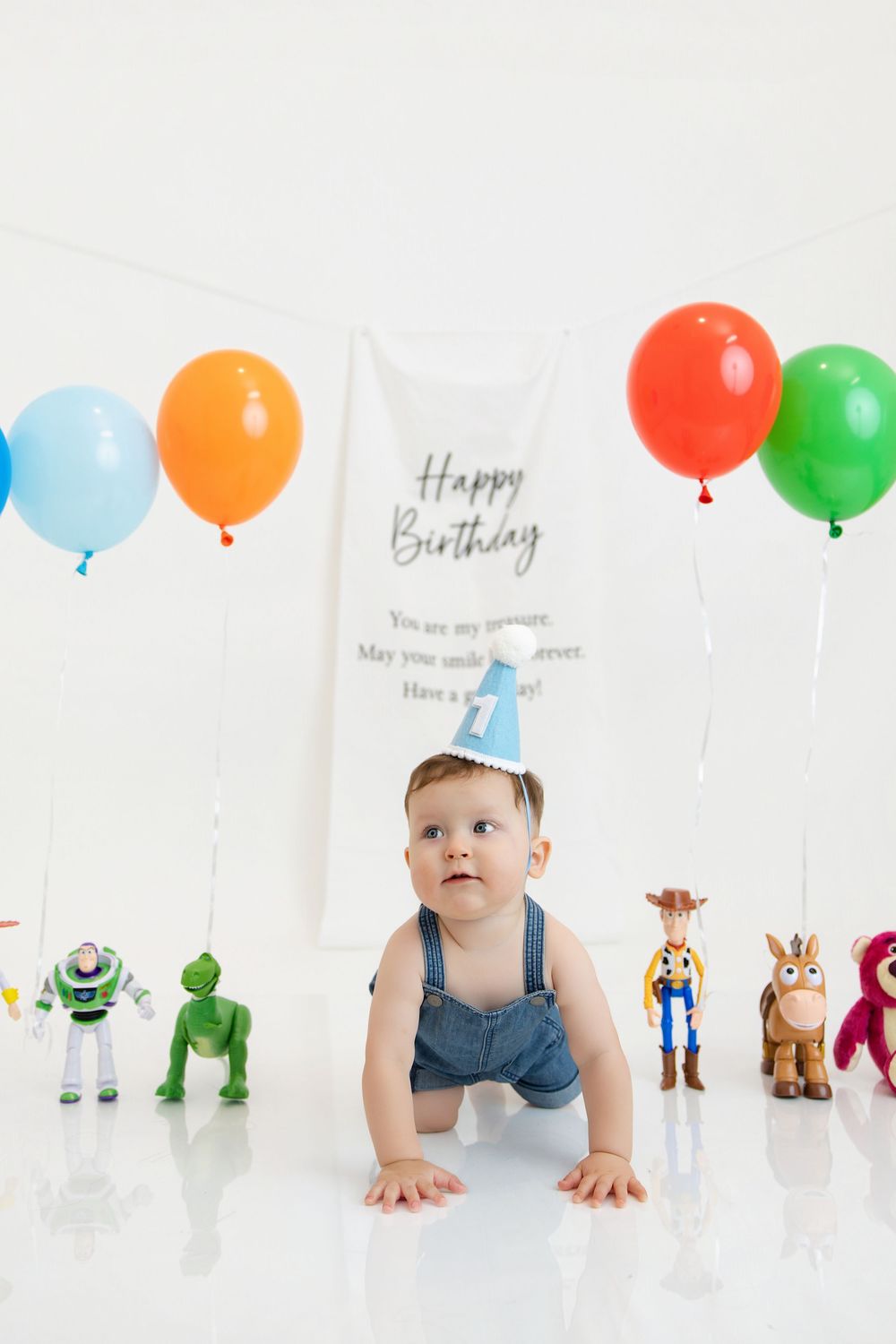 Minimalist Toy Story first birthday session Nashville milestone photography