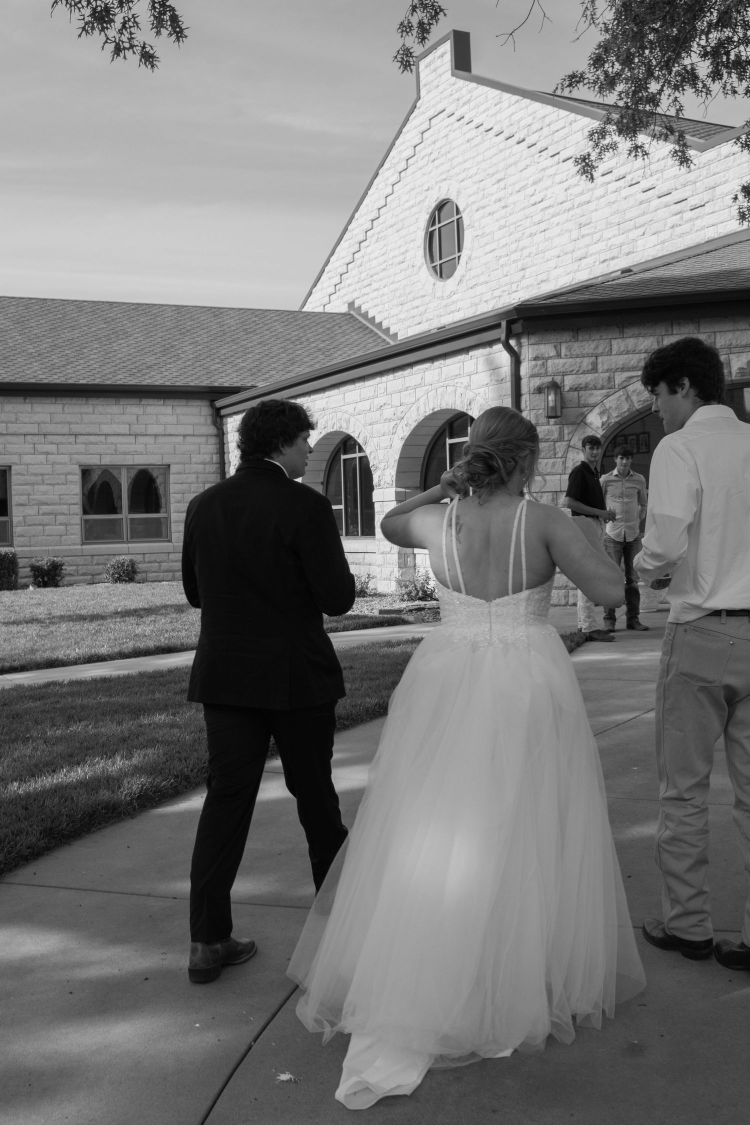 reception walk just married bride and groom