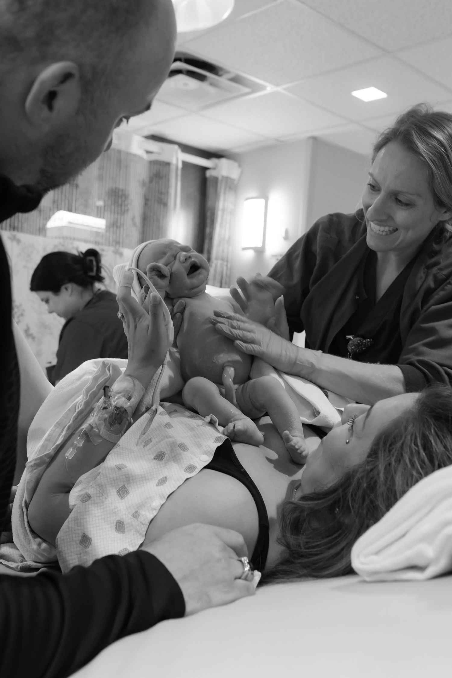 Birth of a newborn at the university hospital in Columbia Missouri.