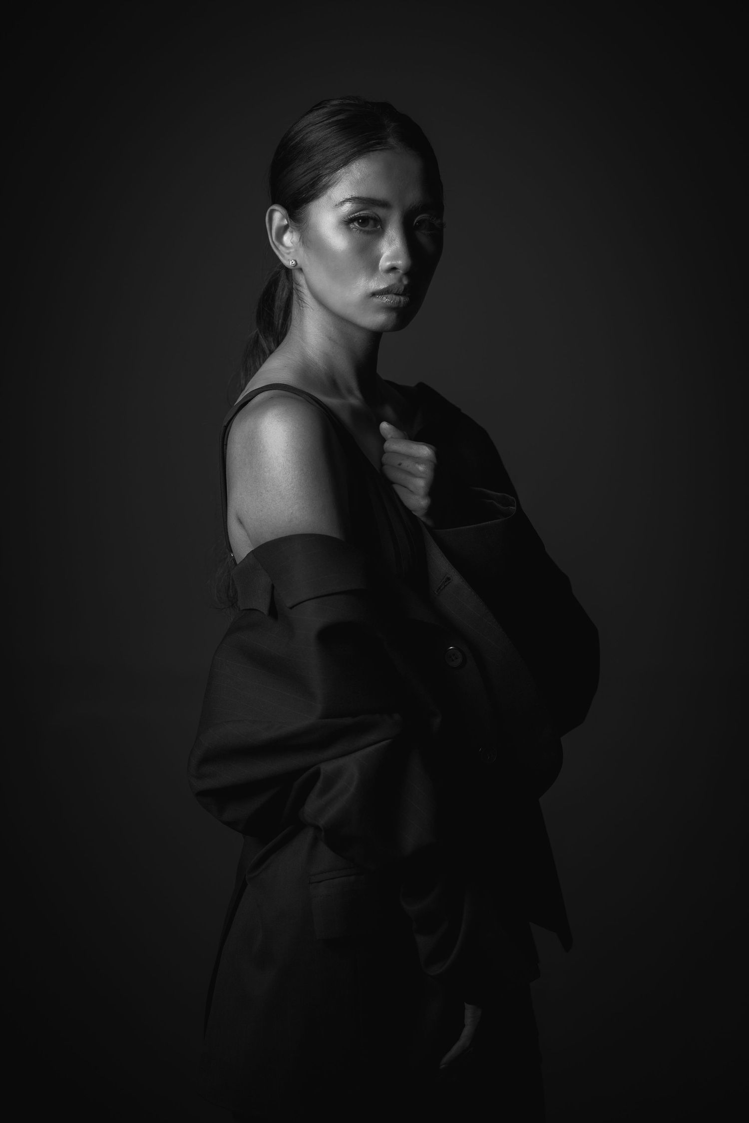 Black and White model with jacket