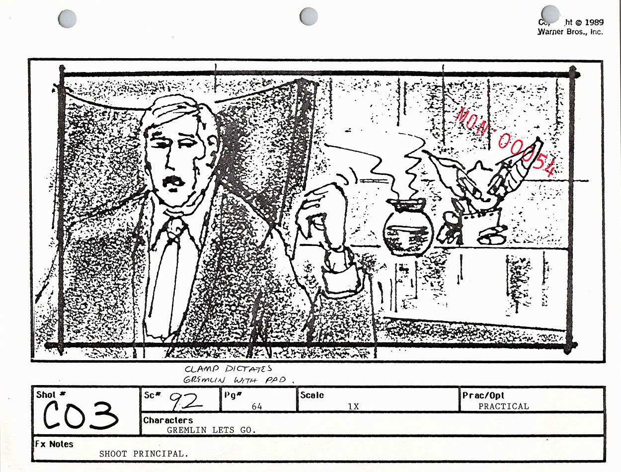 Secretary Gremlin bonus scene storyboards