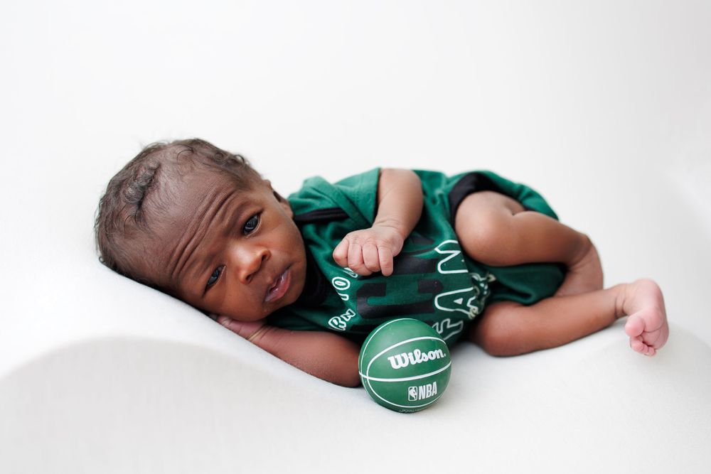 basketball fan Greater Manchester baby boy newborn photography Tameside