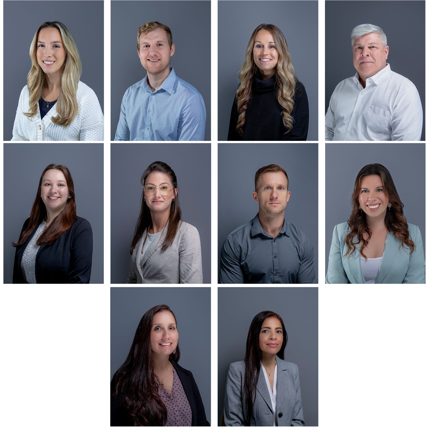 Professional corporate headshots photographed on a gray backdrop by Atlanta photographer Alexandra Shay.