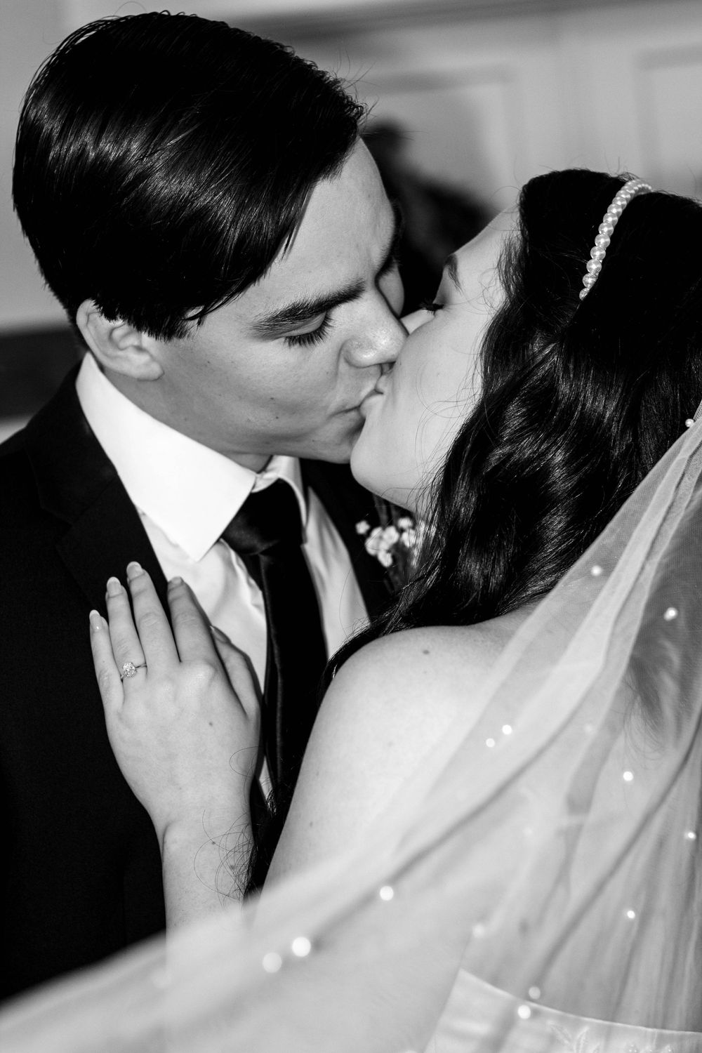 Couple smiling together during their wedding portrait session with a Chattanooga wedding photographer