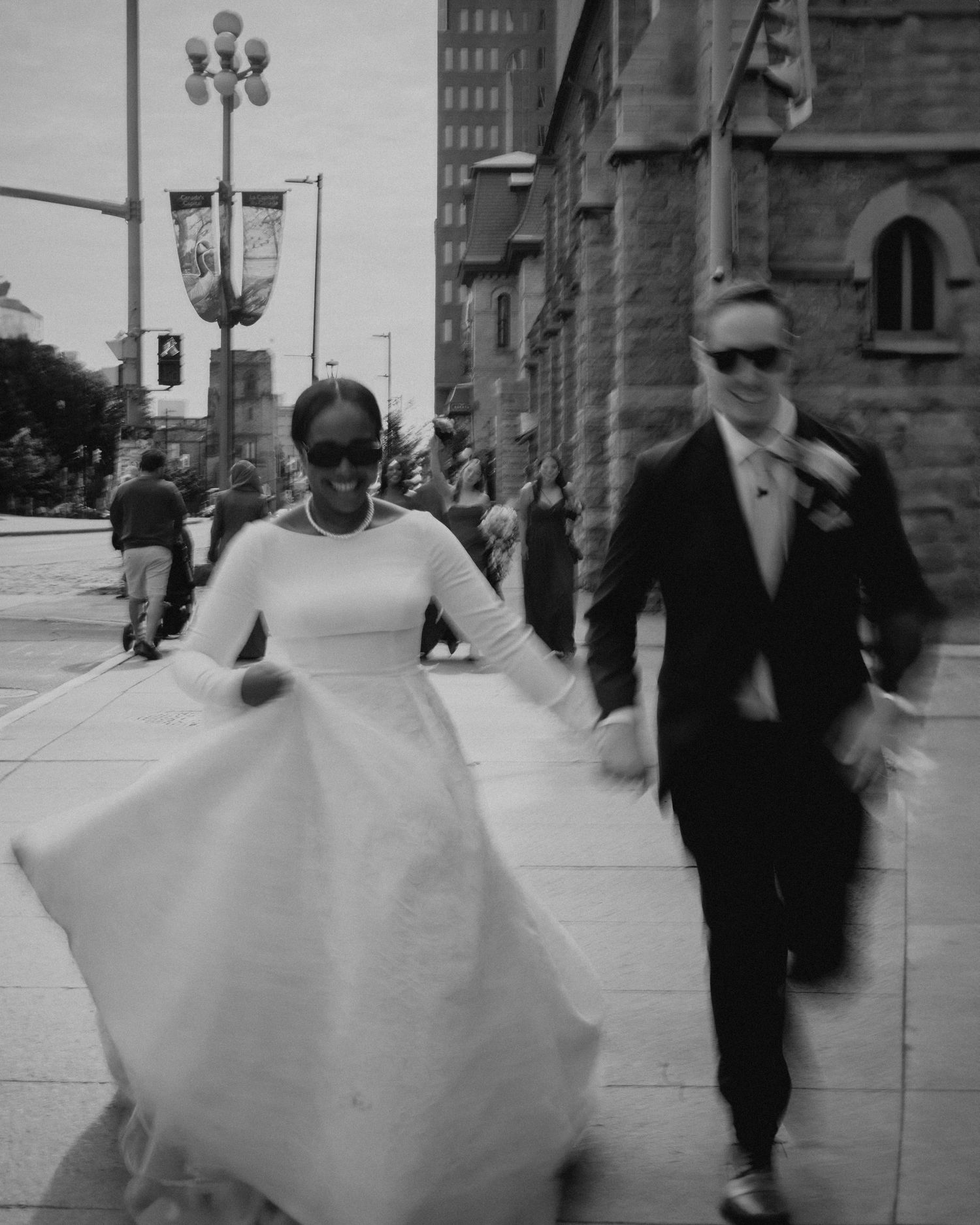 Luxury Nigerian wedding photographer capturing bride on the streets of, Ottawa Canada