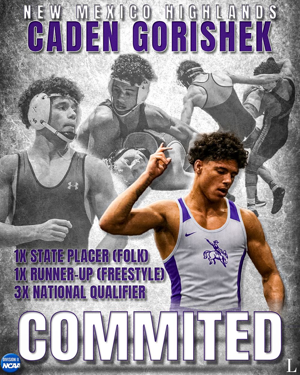 Caden Gorishek commits to New Mexico Highlands wrestling, 1x State Placer, 1x Runner-Up Freestyle, 3x National Qualifier.