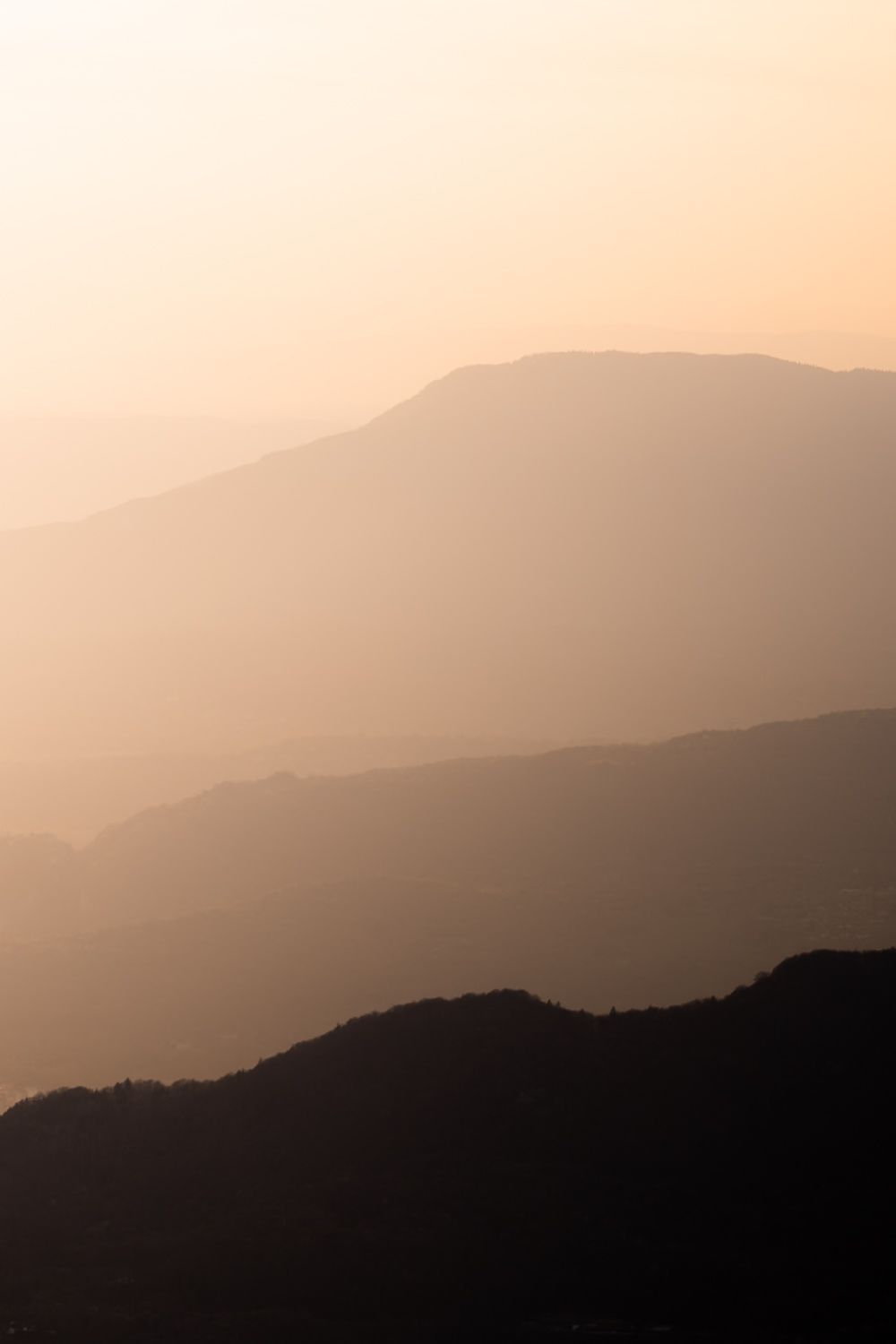 Coucher du soleil depuis le Revard sur les montagnes