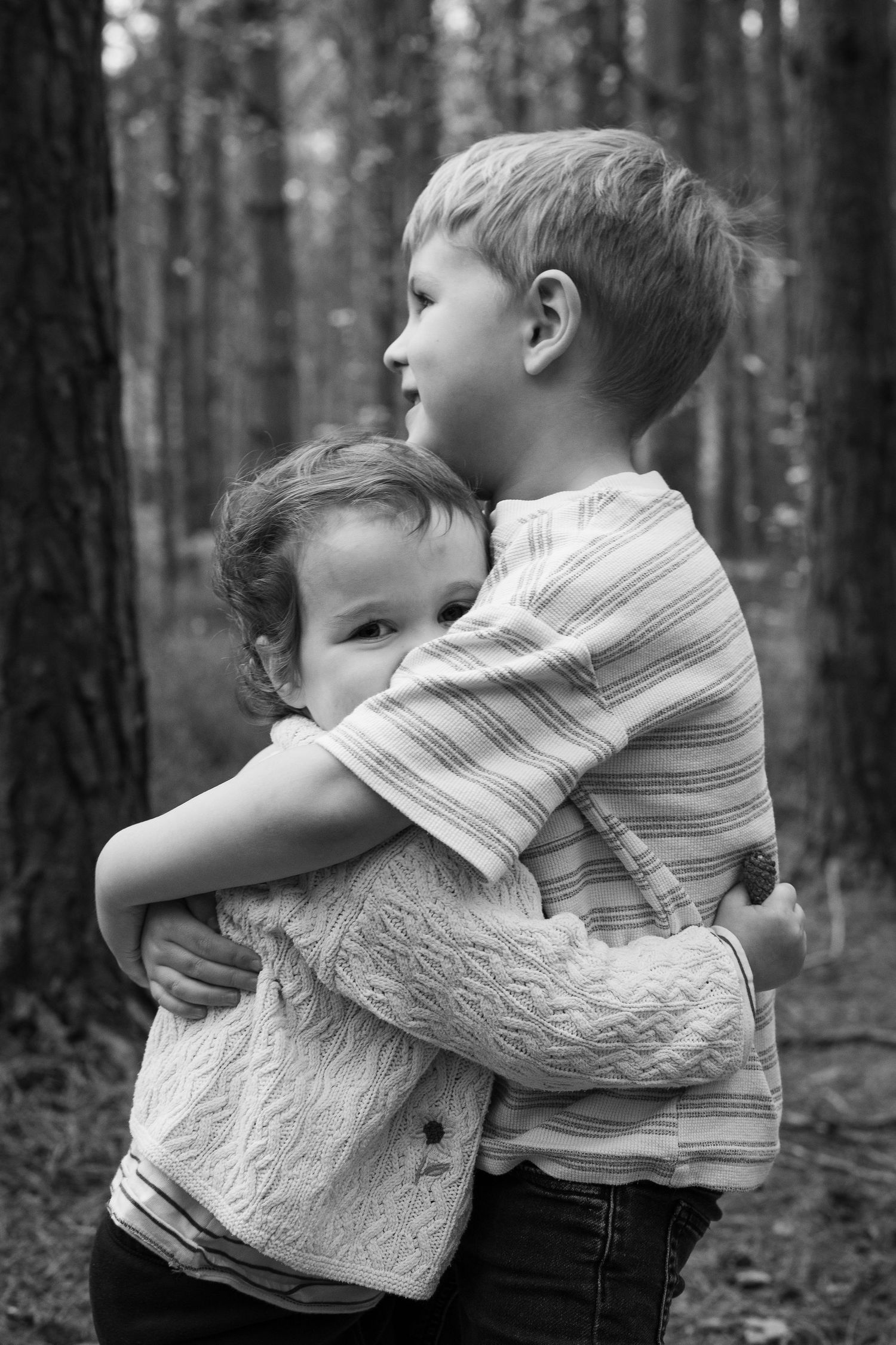 Candid moment during outdoor family shoot in Bedford