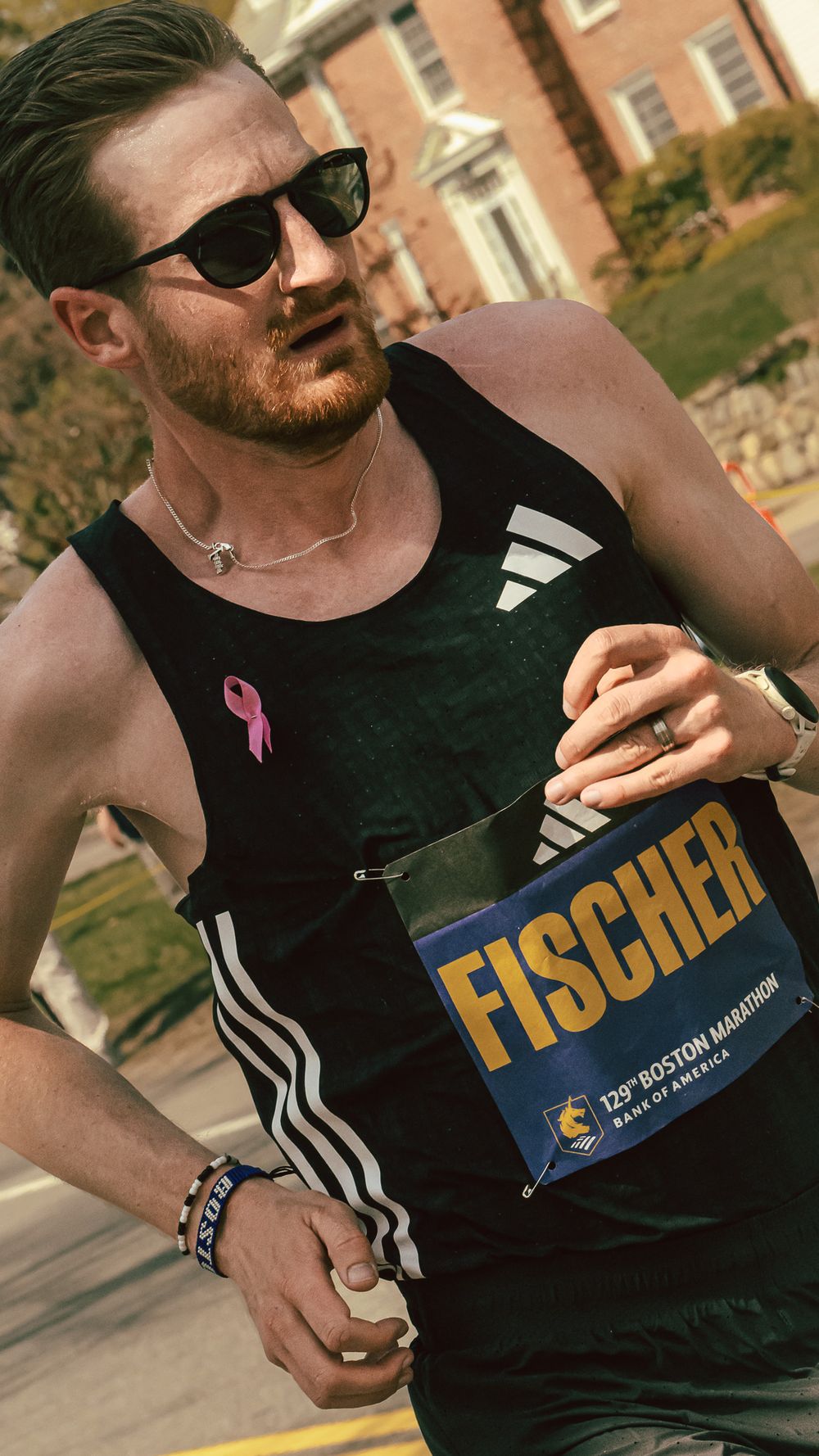Reed Fisher, Adidas Sponsored athlete, at Boston Marathon 2025.