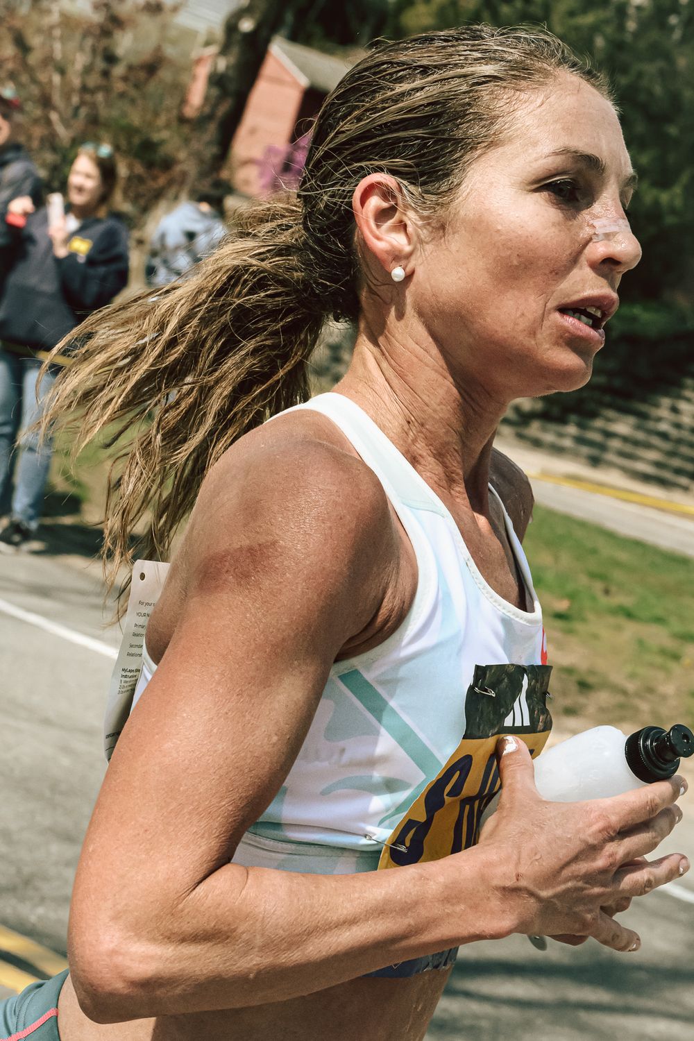 Sara Hall, ASICS runner, at Boston Marathon 2025.