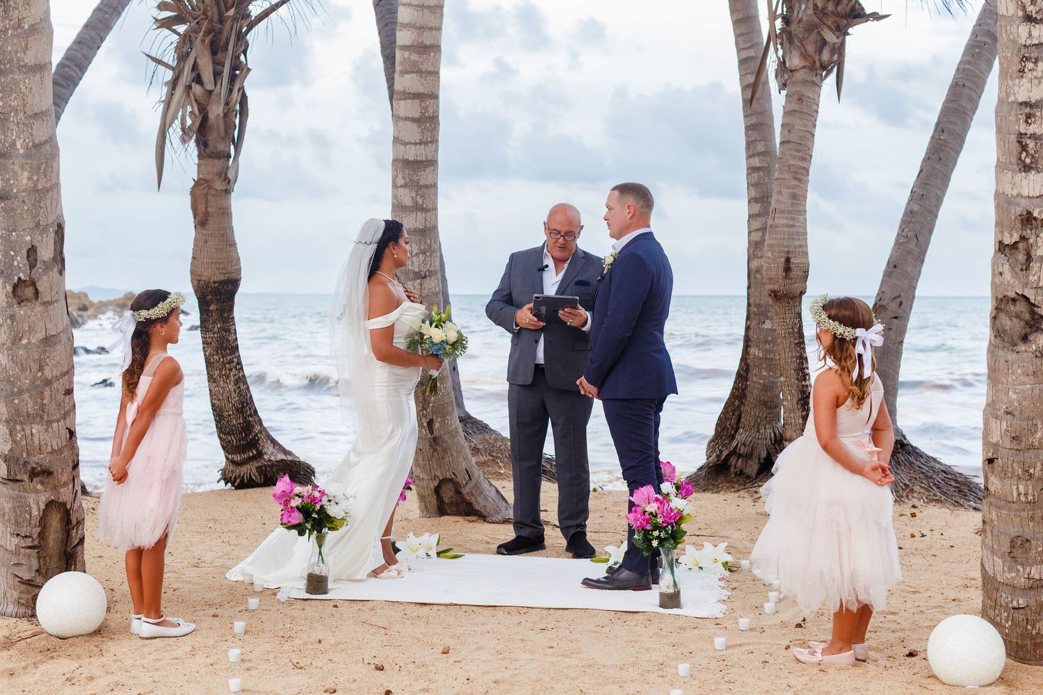 Wedding ceremony. Intimate beach wedding in Palmas del Mar, Puerto Rico.